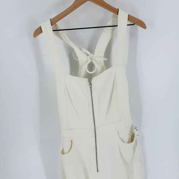 Free People We The Free CRVY 2nd Ave One Piece Ivory Denim Jumpsuit Sz 14 NWT - Picture 12 of 13